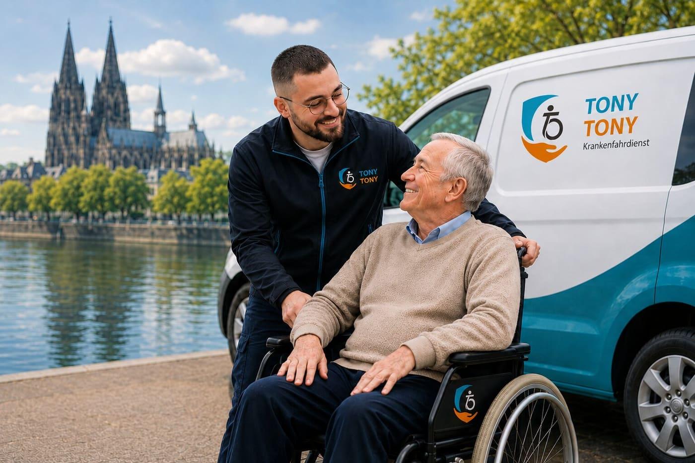 Rollstuhlfahrgast beim Einstieg in ein barrierefreies Transportfahrzeug